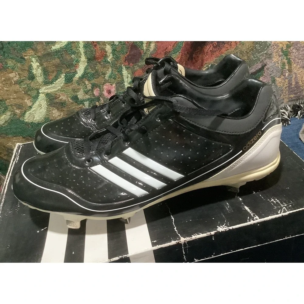 Adidas Adizero  6 Low Metal Mens Baseball Cleats, Black White, SIZE 11.5